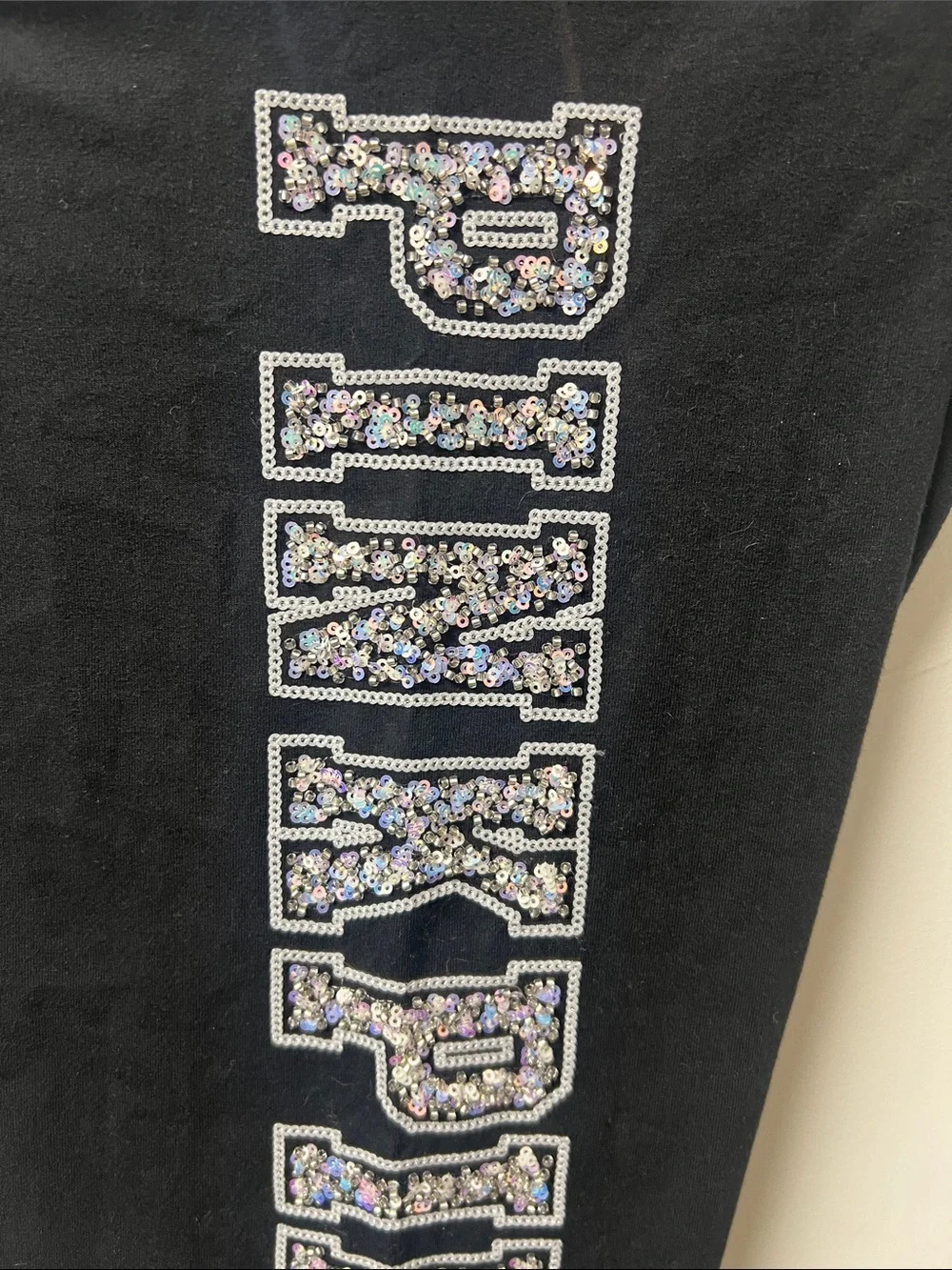 PINK Victoria's Secret Black Logo Leggings with Embellished Vertical PINK - Picture 2 of 5